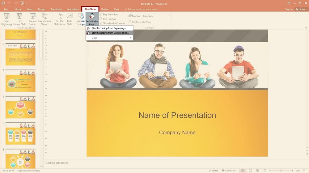 Creating a Video From PowerPoint: click Record Slide Show