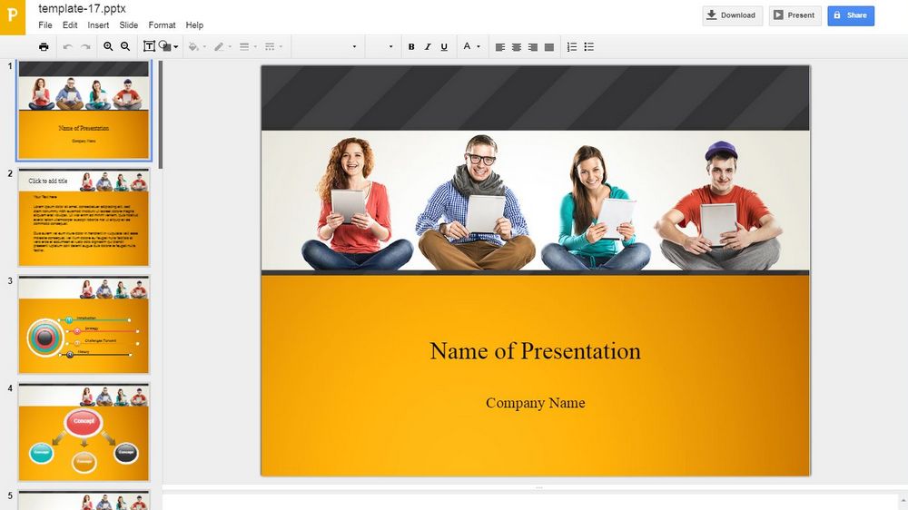 Once your document is open in Google Slides, it becomes editable