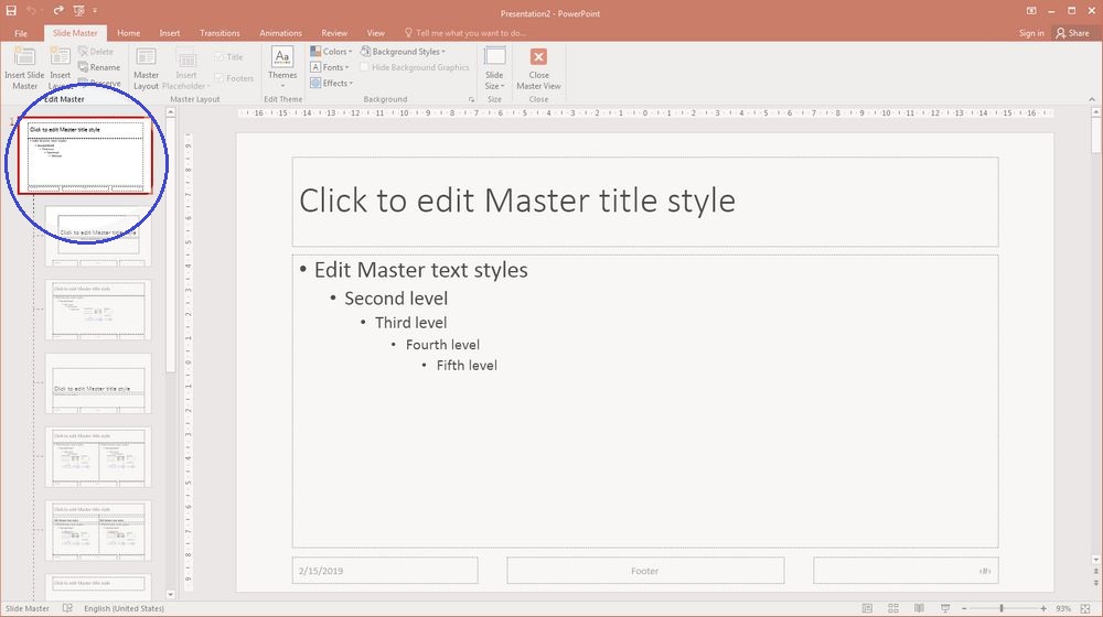 Master Slide – this is the first, larger slide