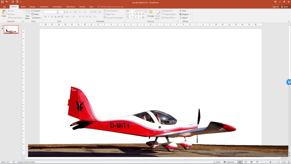 The aircraft: foreground layer for illustrate 3D parallax effect