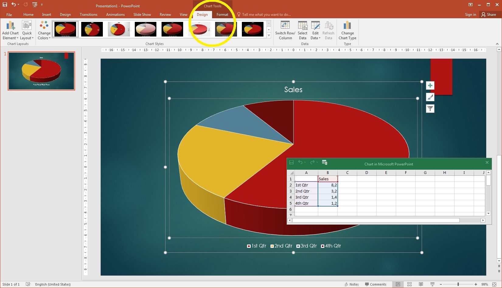 Chart and Chart Tools subsection