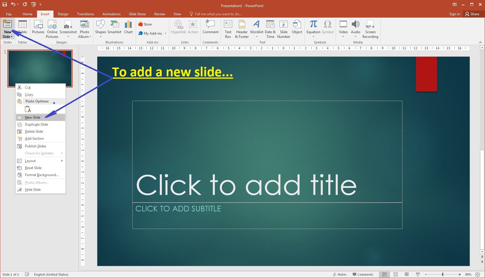 10 Essential Skills for Novice PowerPoint Users: To add a new slide...