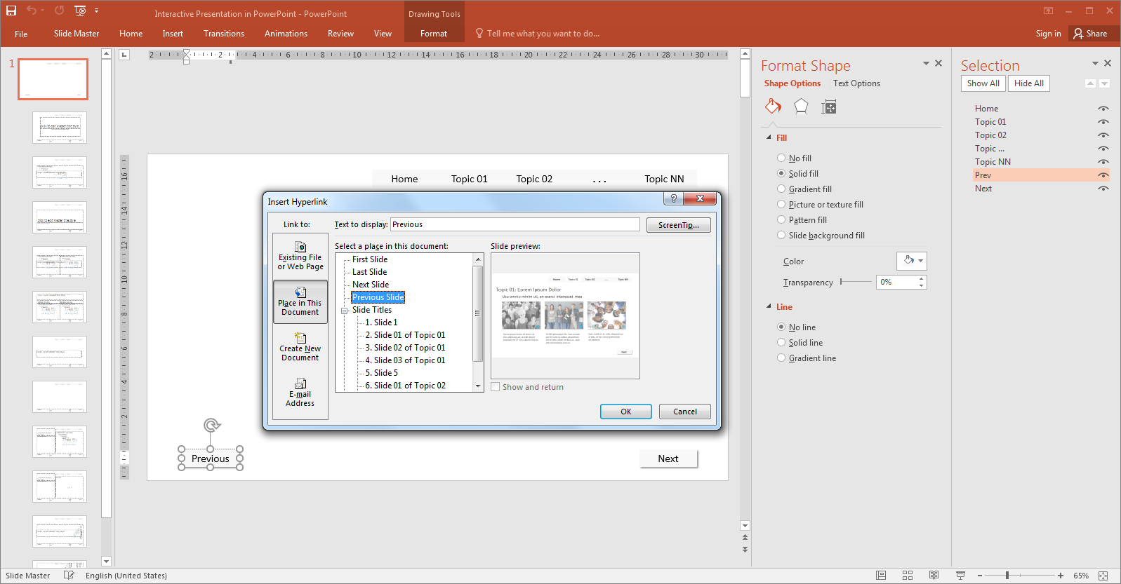 Making an Interactive Presentation in PowerPoint: Press Ctrl+K to attach the hyperlinks