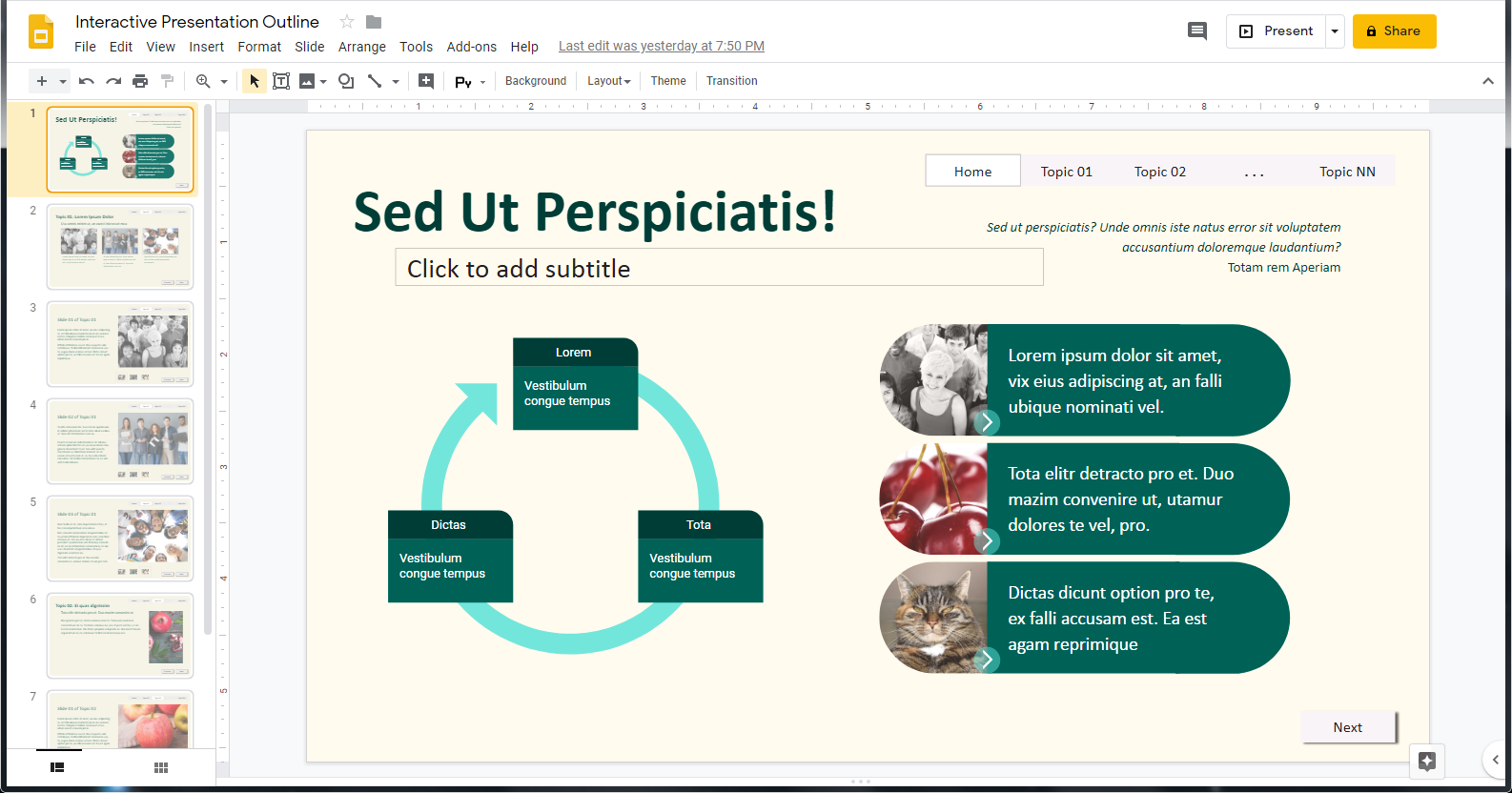 interactive google slides in presentation mode