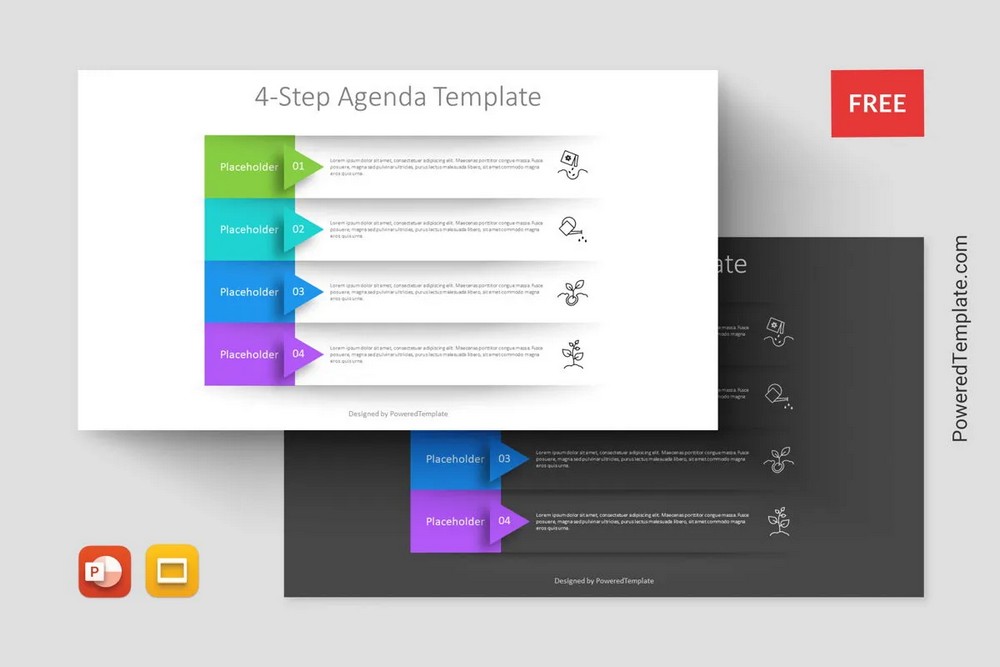 Leadership and Vision -- 4-Step Agenda Template - Free Google Slides theme and PowerPoint template