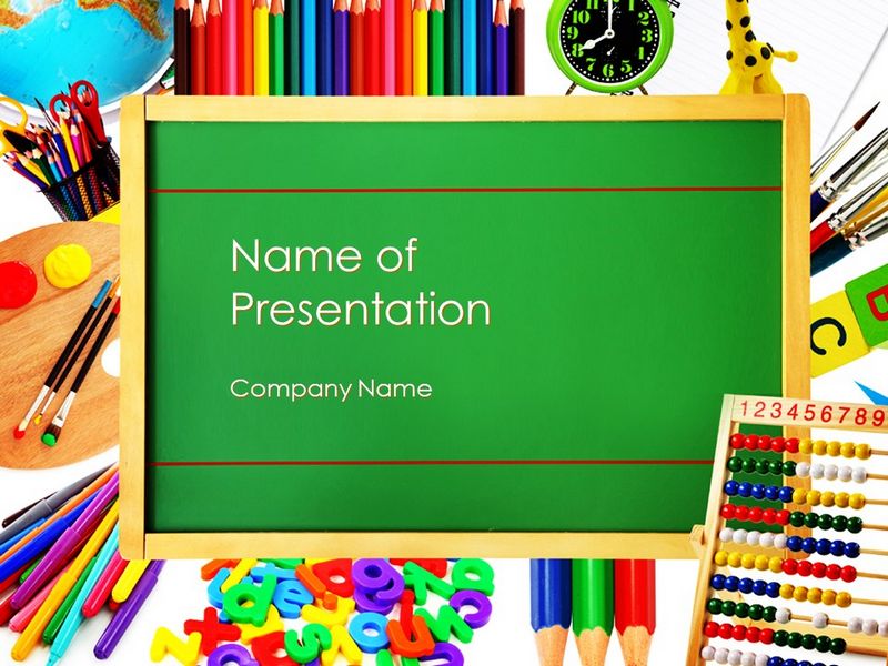 School Supplies Border PowerPoint Template and Google Slides Theme
