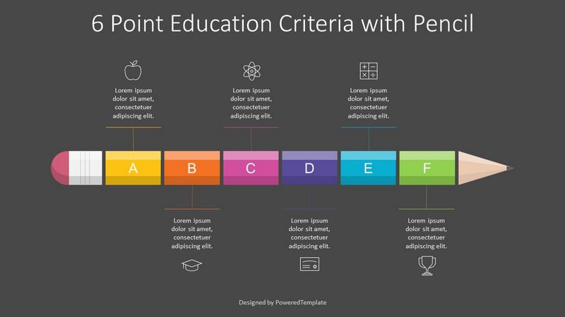 6 Point Education Criteria with Pencil Presentation Slide - Free Google Slides theme and PowerPoint template
