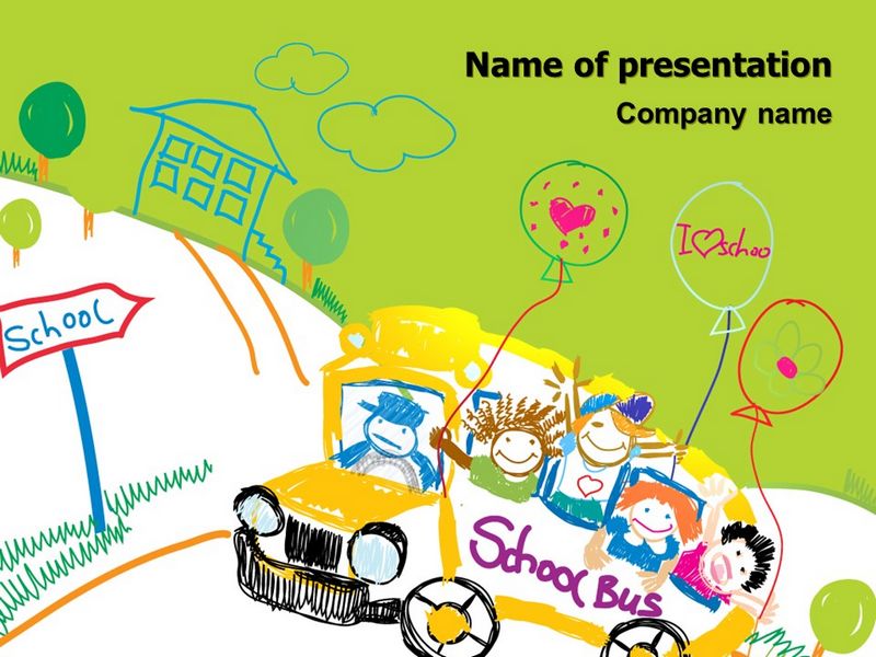 School Bus As Childish Picture - Free Google Slides theme and PowerPoint template
