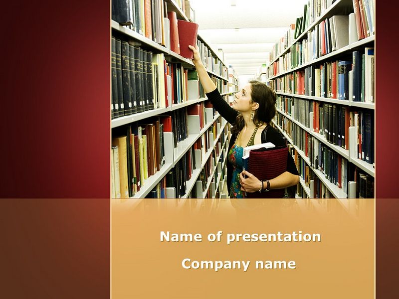 Bookshelves of Library Free PowerPoint Template and Google Slides Theme
