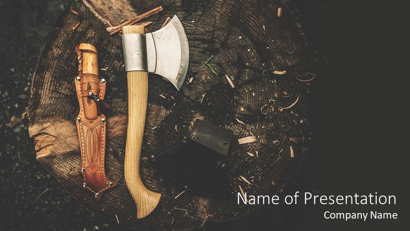 Ax and Knife Camping Tools on Ground - Free Google Slides theme and PowerPoint template
