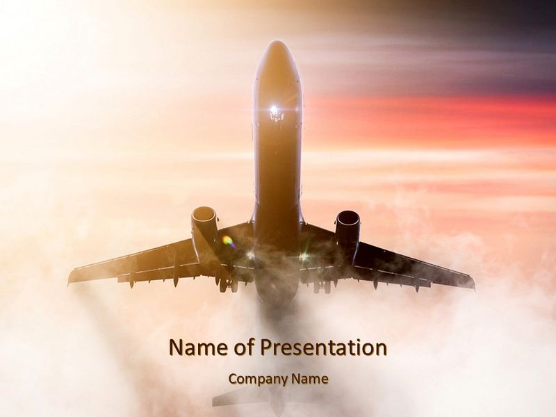 Commercial Airplane in Flight - Google Slides theme and PowerPoint template
