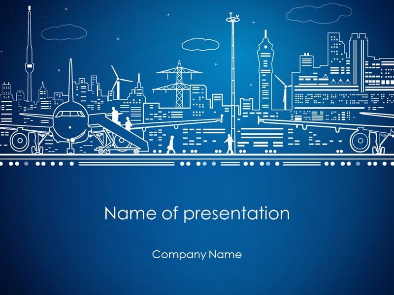 Airport Panorama PowerPoint Template and Google Slides Theme
