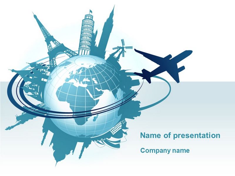 Round The World On A Plane PowerPoint Template and Google Slides Theme
