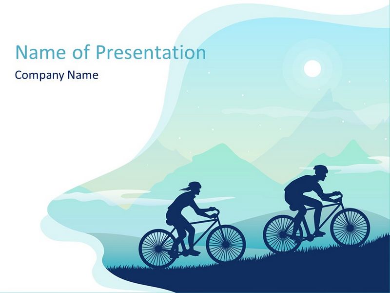 Mountain Travel on Bicycle PowerPoint Template and Google Slides Theme
