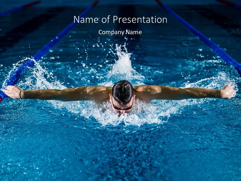 Muscular Young Man in Swimming Pool - Google Slides theme and PowerPoint template
