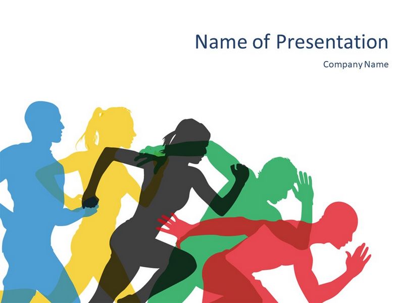 Colorful Silhouettes of Running Men and Women - Google Slides theme and PowerPoint template
