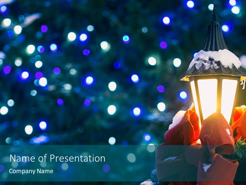 Christmas Presentation -- Christmas Tree with Lights and Vintage Lantern with Decorations - Free Google Slides theme and PowerPoint template
