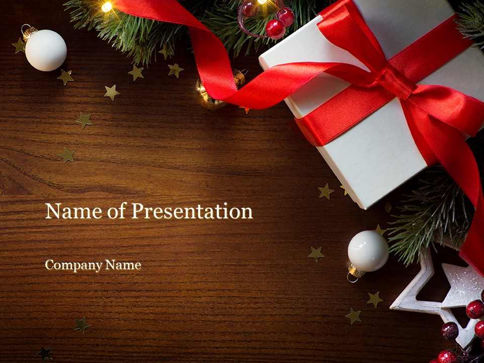 Christmas Gift Box PowerPoint Template and Google Slides Theme
