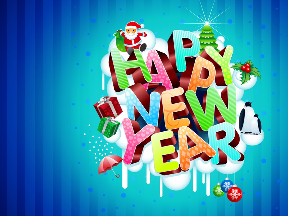 New Year Card Free PowerPoint Template and Google Slides Theme
