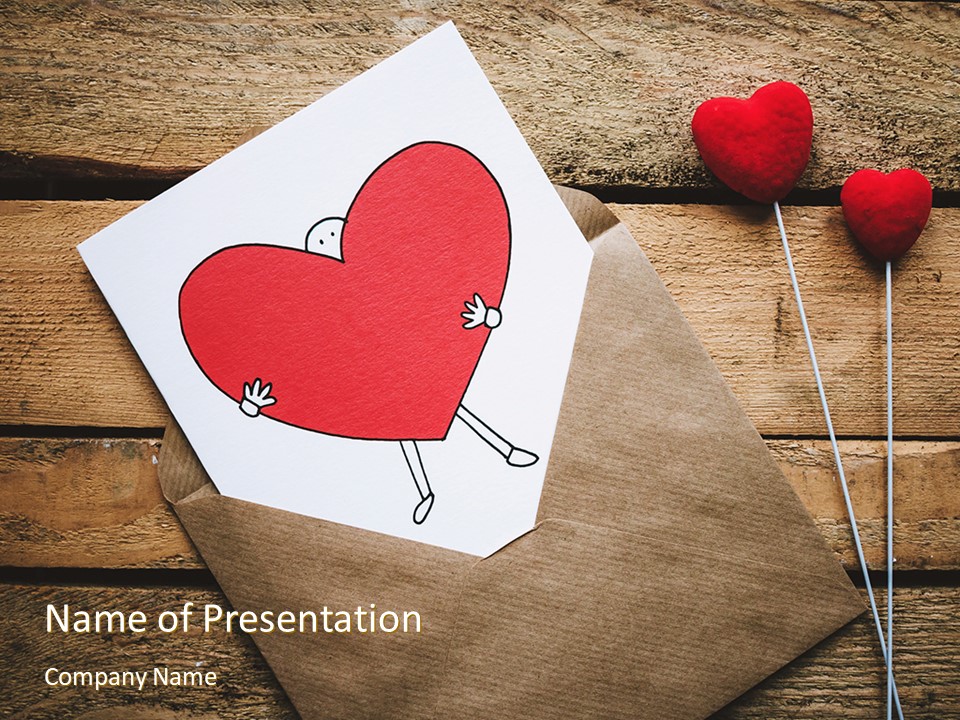 Love Letter Envelope with Red Heart on Wooden Table - Free Google Slides theme and PowerPoint template
