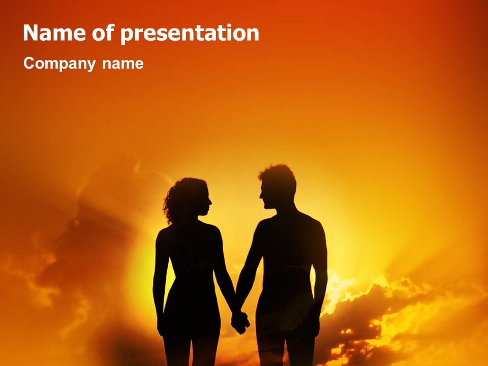 Couple Walking To Sunset PowerPoint Template and Google Slides Theme
