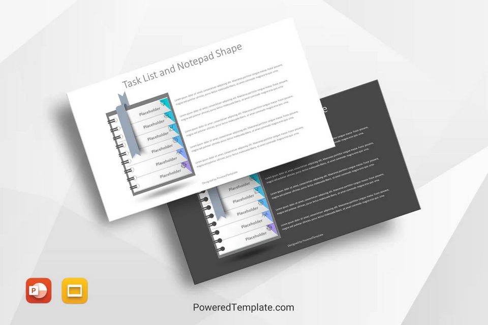 Task List and Notepad Shape - Free Google Slides theme and PowerPoint template