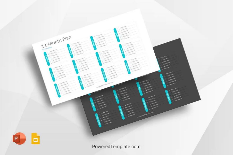 12-Month Plan Free Template - Free Google Slides theme and PowerPoint template