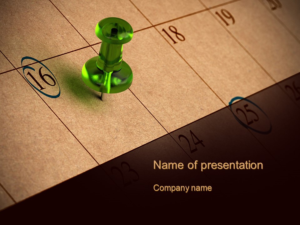 Pushpin in Calendar PowerPoint Template and Google Slides Theme
