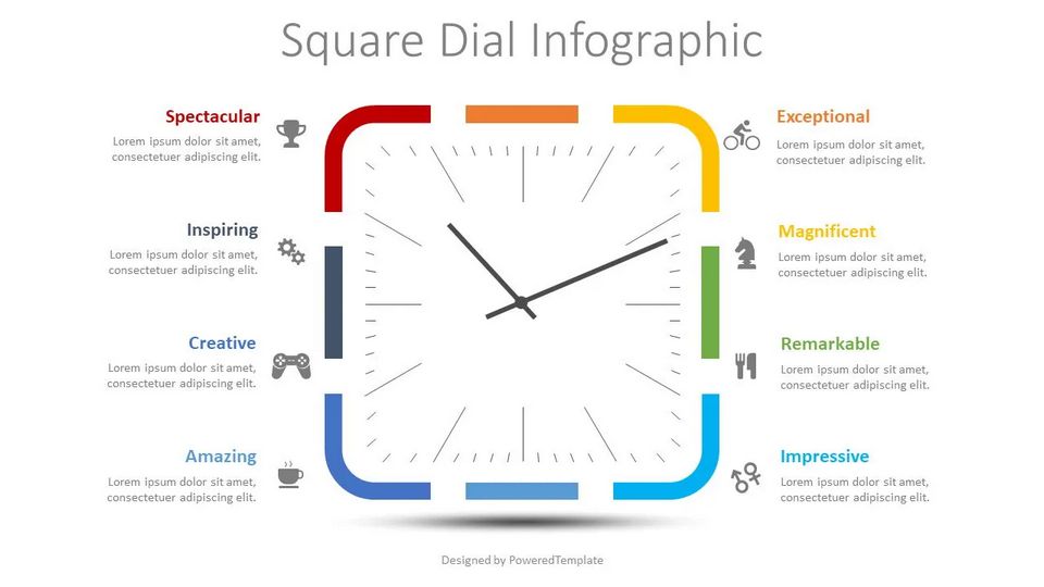 Square Dial Infographic - Free Google Slides theme and PowerPoint template