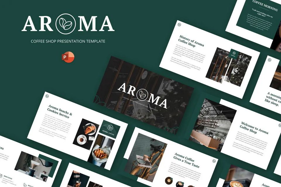 Aroma - Coffee Shop Cafe Powerpoint Template for Presentations