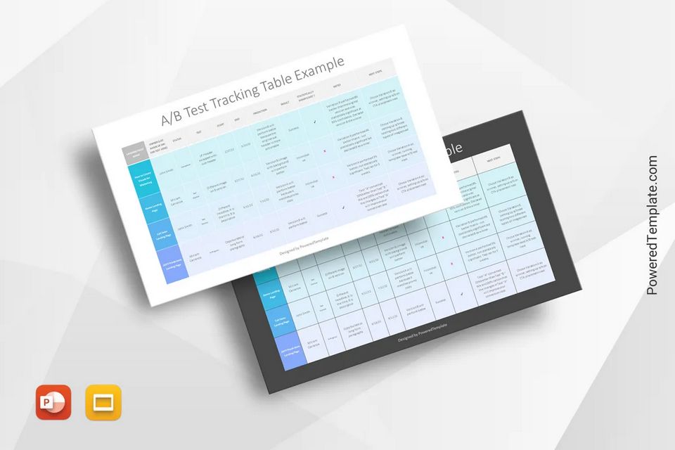 A B Test Tracking Table Example - Free Google Slides theme and PowerPoint template