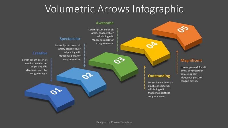 5 Volumetric Chevron Diagram - Free Google Slides theme and PowerPoint template
