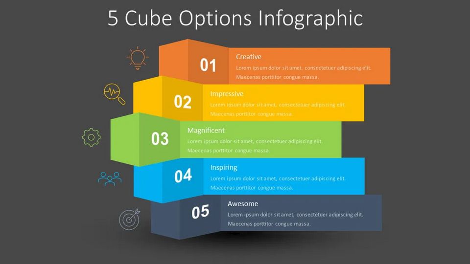 5 Cube Options Infographic - Free Google Slides theme and PowerPoint template