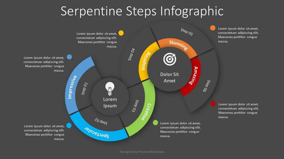 Serpentine Steps Flow Process - Free Google Slides theme and PowerPoint template