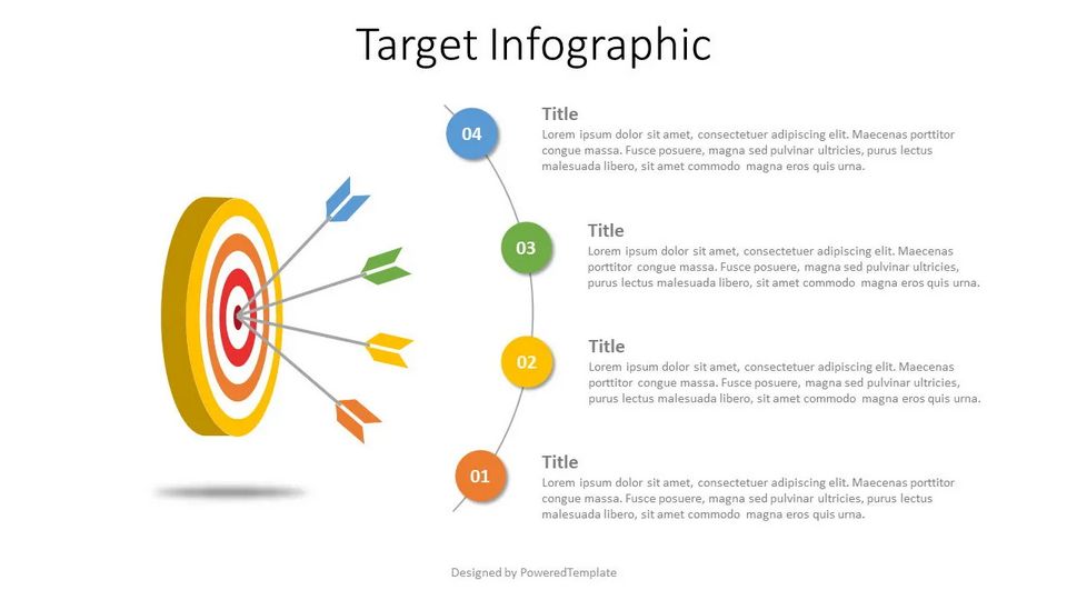 4 Arrows Hitting Target Infographic - Free Google Slides theme and PowerPoint template