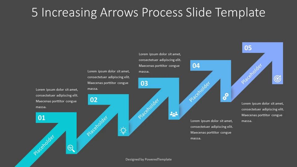 5 Increasing Arrows Process Diagram - Free Simple Infographic Templates for Presentations