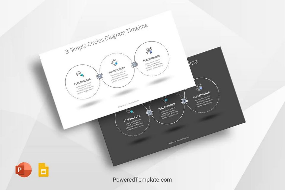 3 Simple Circles Diagram Timeline Template - Free Simple Infographic Templates for Presentations