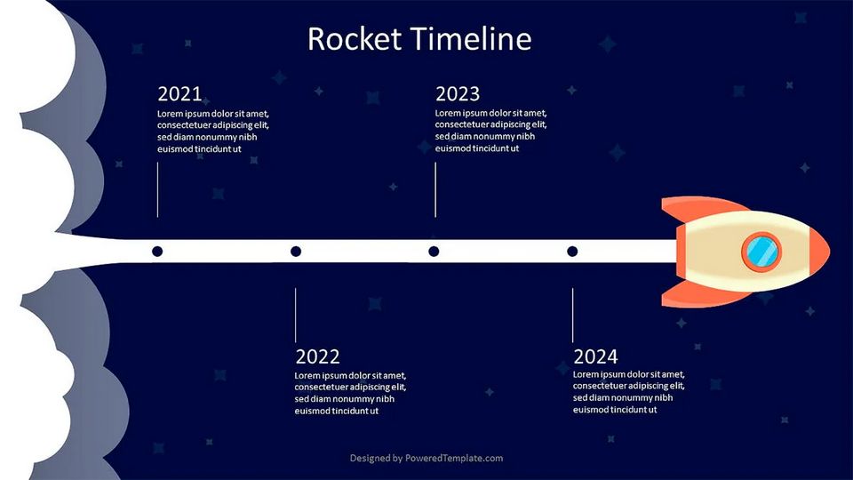 Rocket in Space Timeline - Free Simple Infographic Templates for Presentations