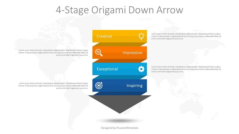 4-Stage Origami Down Arrow - Free Google Slides theme and PowerPoint template