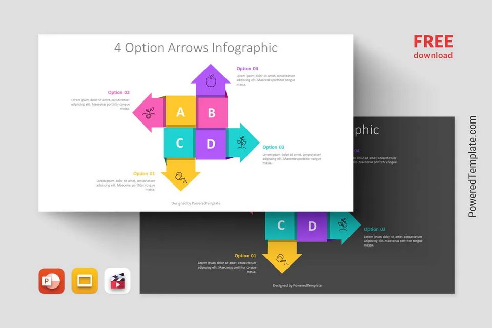Free Animated Origami Arrows Presentation Template - Free Simple Infographic Templates for Presentations
