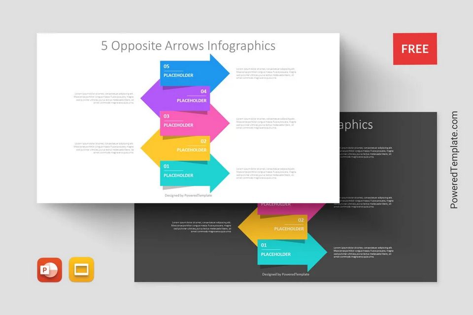 5 Opposite Arrows Infographics - Free Google Slides theme and PowerPoint template