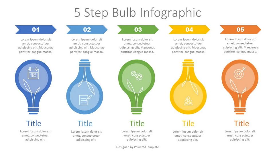 5 Step Bulb Infographic - Free Google Slides theme and PowerPoint template