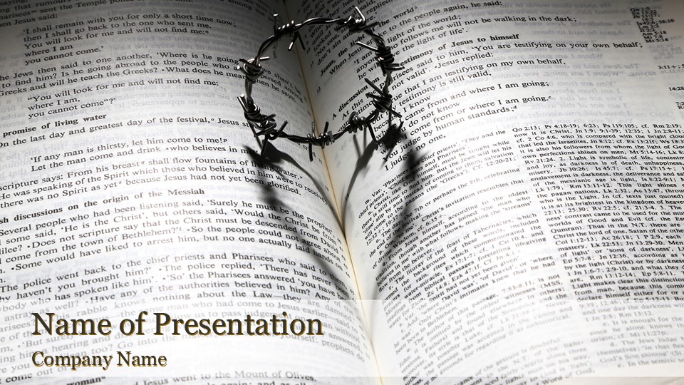 Crown of Thorns on Bible - Free Google Slides theme and PowerPoint template
